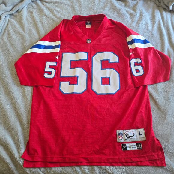 Vintage Andre Tippett #56 Patriots Reebok Jersey Size L Red NFL Throwbacks - Picture 1 of 10